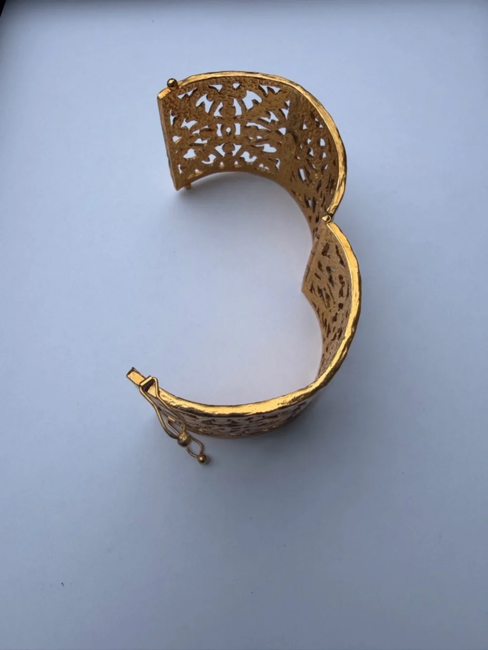 CHANEL Gold Filigree Hinged Cuff Bracelet - Picture 7 of 9